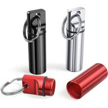 3 peças Porta-Comprimidos Pequeno e Portátil com Chaveiro, Porta-Comprimidos Organizador de Mini Comprimidos de Liga de Alumínio para Bolsa, Porta-Comprimidos de Metal À Prova d'Água para Medicamentos para Acampamento e Viagens