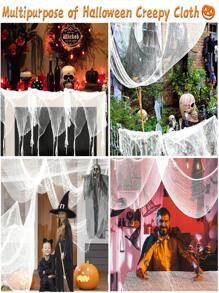 1Pack 30X72 Inch Halloween Witte Griezelige Doek - Halloween Decoraties - Griezelige Stoffen Doek Voor Spookhuis - Griezelige En Griezelige Halloween Decoraties Voor Feest Buiten Of Binnen