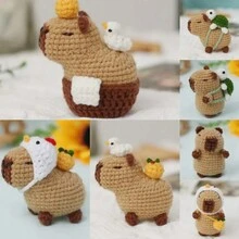 Capybara Crochet Kit, Cute Animal Crochet Kit Set, Christmas Gift, Crochet Kit For Beginners, Crochet Kit For Craft Lovers, Crochet Kit For Adults, DIY Crochet Kit Capybara And Tortoise, Hand Knitted Animal Creation Set (Tool Accessories With Random Colors)