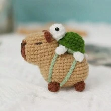 Capybara Crochet Kit, Cute Animal Crochet Kit Set, Christmas Gift, Crochet Kit For Beginners, Crochet Kit For Craft Lovers, Crochet Kit For Adults, DIY Crochet Kit Capybara And Tortoise, Hand Knitted Animal Creation Set (Tool Accessories With Random Colors)