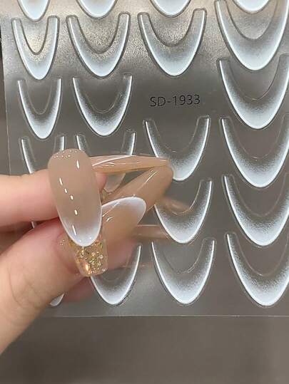 1 Stück neue Farbverlauf Französisch Nagel Aufkleber, minimalistischer Linien selbstklebender Nail Art Abziehbild, klassisch schwarz weiß retro rot tragbarer Nagel Dekorations Aufkleber, süßes DIY Zubehör Nägel Nagel Zubehör