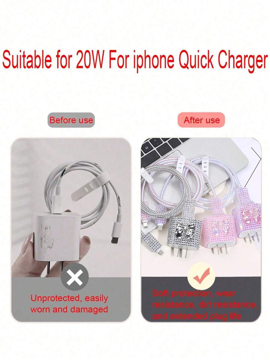 Sparkling Diamond Butterfly Charger Cable Protective Cover (5 Pieces