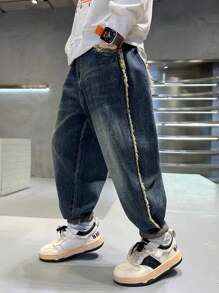 Tween Boy Fashion Distressed Washed Loose Casual Denim Jeans