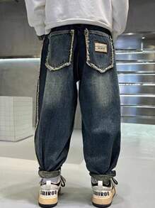 Tween Boy Fashion Distressed Washed Loose Casual Denim Jeans