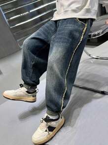 Tween Boy Fashion Distressed Washed Loose Casual Denim Jeans