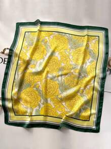 1 件丝绸印花多用途围巾、头带、发带，适合日常佩戴 - 黃色 - 查看 5