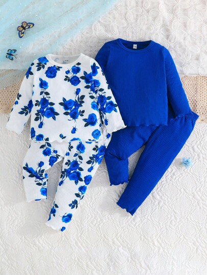 طقم 4قطع ملابس منزلية كاجوال للبنات الصغيرات موسم...