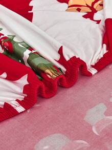 1pc Santa Claus Printed Elastic Spandex Milk Silk Sofa Cover + 1pc 42*42cm Pillow Cover, Christmas - Red - View 6