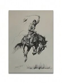 1/2 件大尺寸西部牛仔艺术版画、圣诞装饰素描帆布墙饰、无框时尚主题复古画、中世纪家居装饰、古董风格插图、无框海报