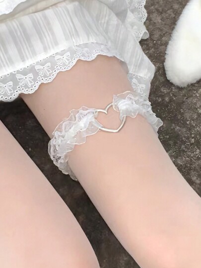 1pc Elegant Lace Heart Garter Sexy Bridal Thigh Chain Adjustable Halloween Valentine's Day Valentines