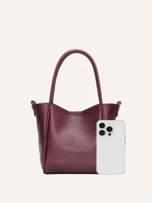 DK DKMG 1pc Women Classic Solid Color Handbag With Detachable Pouch, Versatile Tote Bag Suitable For Outdoor, Dating, Vacation, Shopping, Party And Daily Use