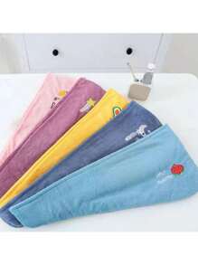 1PC/5pcs Rapid Drying Towel For Women, Coral Fleece Women Hair Towel Set, Soft Dry Hair Towel With Embroidery, Super Absorbent Hair Wrap Microfiber Hair Towel Wrap Home Bathroom Decor Back To School Hair Bonnet Shower Towels For Beauty Salon, Hotel Sports,Home Essentials, Towel, Skin Care - Multicolor - View 9
