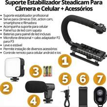 Support Stabilize Camera Cell Phone Light Microphone Control - màu đen - Xem 7