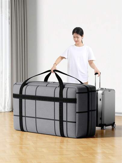 1PC Large Capacity Storage Bag, Household Clothes Quilt Moving Bag, Waterproof And Moisture-Proof Dormitory Clothing Luggage Bag, Large Capacity Handbag, Casual Handbag, Shopping Bag, Square Handbag, Thickened Felt, Comfortable To Carry, Smooth Lines, Hand-Cut Edges, Beautiful And Atmospheric, Suitable For Portable Storage When Traveling Clothing Storage Box Closet StorageStorage Containersorganization And Storage Organizer Storage Containers Storage Bins For Bedroom Home For Blankets Beddings Comforter Pillow Toys