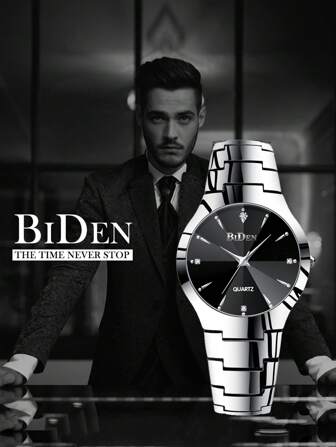 BIDEN 1 件男士时尚经典石英表，防水，是送给男士的完美礼物，附赠表带拆卸器和礼盒