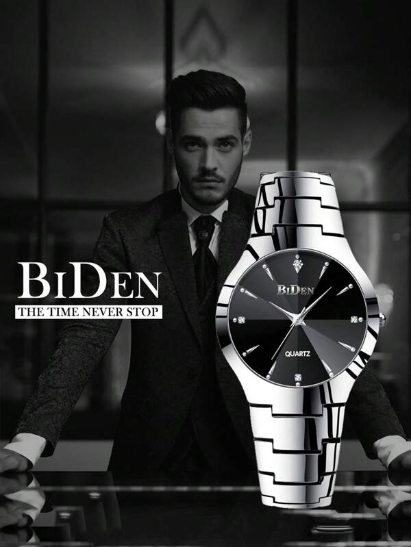 BIDEN 1pc Men's Watch, Fashionable Classic Quartz Watch, Waterproof, Perfect Gift For Men's Watch, Free Chain Link Remover+Box