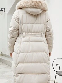 Giolshon Plus Size Women's Hooded Jacket, Keeps You Warm In Autumn And Winter, Suitable For Outdoor Activities And Commuting - Apricot - View 3