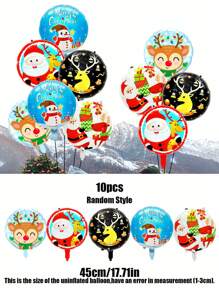 10 piezas de globos de aluminio de 18 pulgadas para Navidad, adecuados para decoraciones de fiesta de Navidad