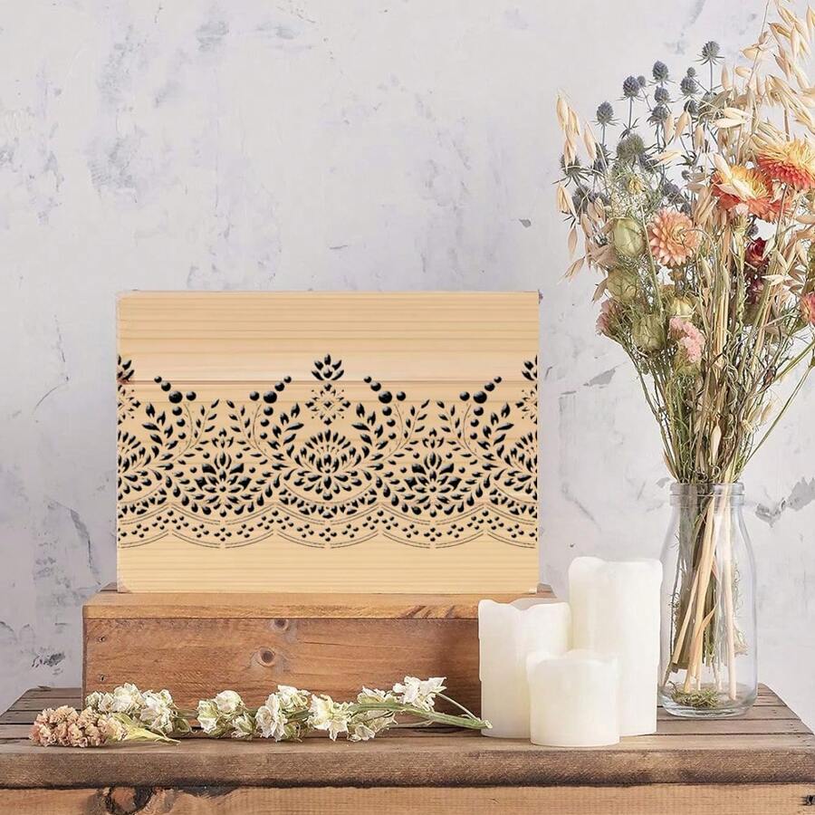 Flower Cake Border Mold, Hollow Stencil, PET Material, Reusable Cookie