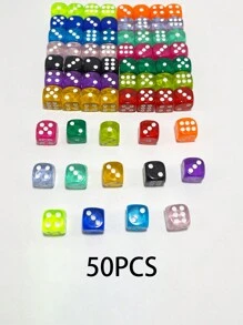 12/50pcs 14mm Transparent Storage Box Dice - Multi-Color Mixed, Suitable For Math Games And Gamers, Christmas Game Props, Party Gathering Game Tools, Dice