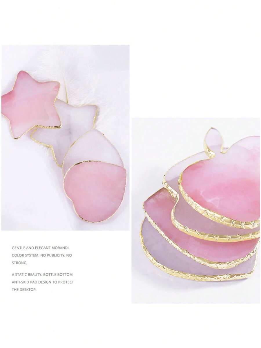 Nail Art Color Palette, Crystal Agate Stone, Gold Round Edge, Cracked