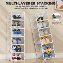 12 Pack Shoe Boxes-Sturdy Clear, Stackable Shoe Storage Cabinets With Lids Are Suitable For Closet & EntrywayStorage, White - 白色 - 查看 3