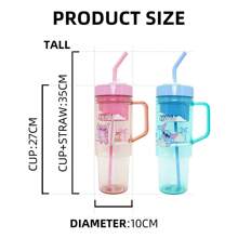 Miniso Vaso de plástico de la colección Stitch de 1250 ml con pajita y asa, regalo de Ramadán para la temporada de apertura escolar (rosa) - Rosa - Ver 10