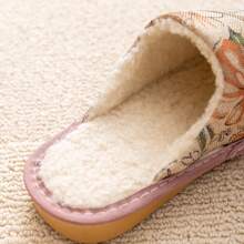 Women's Floral Printed Fabric Warm House Slippers, Non-Slip Soft Bottom Indoor Slippers, Autumn/Winter
