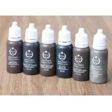 6pcs Eyebrow, Lip, Eyeliner Tattoo Plant Pigment Permanent Makeup Ink Liquid Dye Cosmetic Tools For Eyebrow & Lip Tinting (15ML/Bottle) - Multicolor - View 7