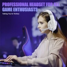 G9000 Stereo Gaming Headset For PS4 PC One For PS5 Controller, Noise Cancelling Over Ear Headphones With Mic, LED Light, Bass Surround, Soft Memory Earmuffs For Laptop NES Games - 銀白色 - 查看 7