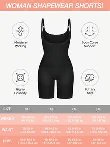 加大码 露胸 收腹 提臀 瘦腿 紧身衣 - 黑色 - 查看 6