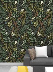 Fern Green Plant Wallpaper, Peel And Stick Waterproof Renovation Wallpaper, Removable Beautiful Wall Sticker, Home Room Decoration, Wall Art, Wall Decor, 17.7in*6.5/9.8ftpeel And Stick Wallpaper, Renovation Stickers Peel Wall Panels, Wall Paper, Wallpapers, Spring Decoration Items Refresh Your Home, Rama Decoration Stickers Gifts Birthday Graduation - Black - View 2