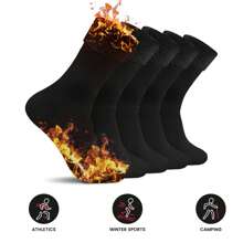 5 Pairs Fleece Self-Heating Winter Athletic Socks Thick Thermal Warm Socks For Hiking Skiing Gift