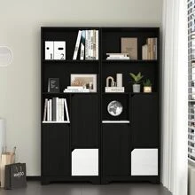 Large Wooden Storage Cabinet With 1 Drawer 3 Shelves,Wood Kitchen Storage Cabinets For Kitchen, Dining Room, Bathroom,Laundry,Living Room,Black