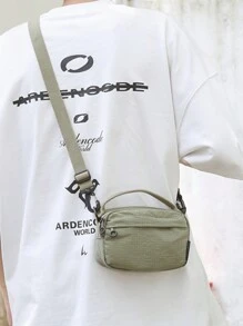 New Simple & Versatile Men Crossbody Bag, Casual Daily Shoulder Bag, Handbag, Small Square Bag, Made Of Nylon Waterproof  Material Halloween Christmas Gifts For Men Fall Scream Men Bag Sling Bag Bag For Men Winter Men Bag - Green - View 7