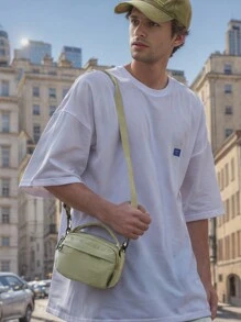 New Simple & Versatile Men Crossbody Bag, Casual Daily Shoulder Bag, Handbag, Small Square Bag, Made Of Nylon Waterproof  Material Halloween Christmas Gifts For Men Fall Scream Men Bag Sling Bag Bag For Men Winter Men Bag - Green - View 2