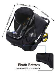 1pc Universal Car Seat Rain Cover,Infant Car Seat Weather,Side Ventilation & Handle Opening,Necessary Protection For Baby Or Pet In Crowded,Baby Travel Accessories (Black) - Black - View 5