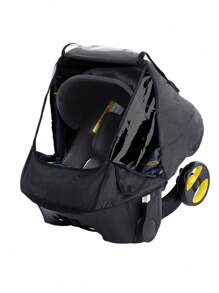 1pc Universal Car Seat Rain Cover,Infant Car Seat Weather,Side Ventilation & Handle Opening,Necessary Protection For Baby Or Pet In Crowded,Baby Travel Accessories (Black) - Black - View 2