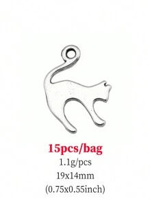 15pcs/Bag 19x14mm Cat Charms Pendant For DIY Jewelry Making DIY Earring, Necklace, Bracelet, Keychain Making - Cat - View 4