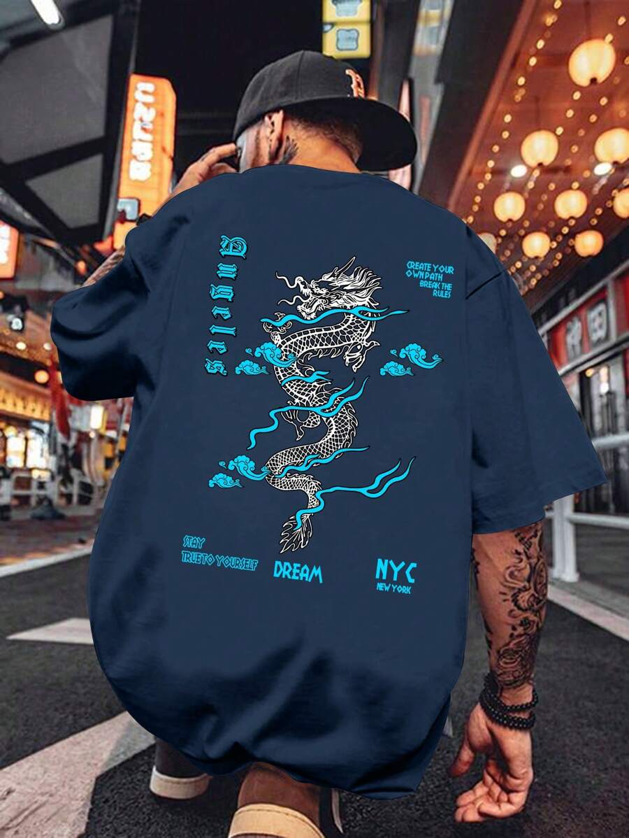 Men's Casual Slim Fit Crew Neck Short Sleeve T-Shirt - Navy Blue - View 1