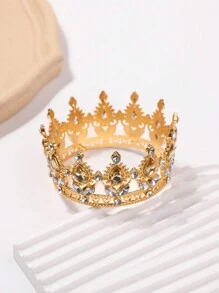 تاج فاخر مرصع بالراين ستون، تيجان من سبيكة عصرية، مناسبة للزفاف وعيد الميلاد وزينة الكيك، بطراز الأميرة - DG245 - مشاهدة 2