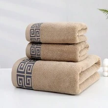 Bộ 3 món, Khăn tắm họa tiết Great Wall & Áo choàng tắm, Bộ khăn tắm thiết kế hình học sang trọng, Siêu mềm thấm hút nhanh khô thời trang, Sử dụng trong phòng tắm tại nhà, Quà tặng lý tưởng Khăn tắm & Áo choàng tắm Bộ 3 món - Nhiều màu - Xem 7