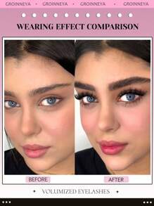 GROINNEYA 5 Pairs Volume False Eyelashes Natural Cat Eye Lashes Faux Mink Eyelashes Fluffy Manga Fake Lashes Makeup Tools (7D30) - Black - View 5