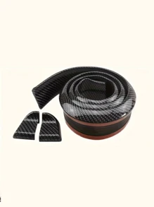 4.9 英尺/150 厘米碳纤维扰流板唇套件，汽车后扰流板侧扰流板唇套件，通用，适合大多数汽车，无需钻孔 - 碳纖維黑紋 - 查看 7