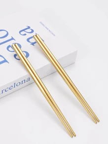 1/2 pares de pauzinhos reutilizáveis de aço inoxidável, materiais escolares fáceis de usar e limpar, presente de Natal