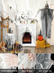 1Pack 30X72 Inch Halloween Witte Griezelige Doek - Halloween Decoraties - Griezelige Stoffen Doek Voor Spookhuis - Griezelige En Griezelige Halloween Decoraties Voor Feest Buiten Of Binnen