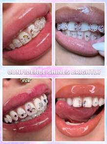 Set de gemas dentales - Kit de pegatinas para dientes de bricolaje autoadhesivas en caja, joyas para dientes de cristal de rinoceronte súper brillantes, calcomanías dentales extraíbles europeas y americanas, cristales decorativos de belleza dental, cristales asimétricos con forma de mariposa de fondo plano, accesorios brillantes y glamorosos de bricolaje para niñas, joyas dentales de cristal súper brillantes, suministros de cuidado oral con estilo personalizado de hip-hop con cristales incrustados, incluye herramientas y pegamento