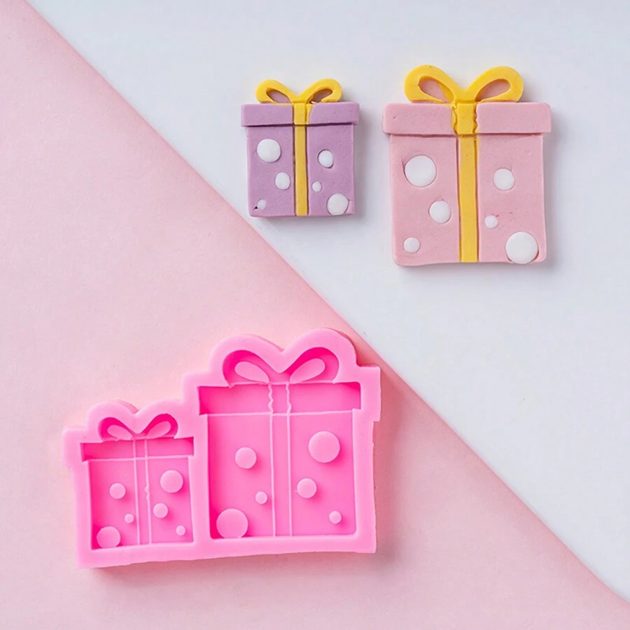 1pc Christmas Gift Box Silicone Mold - Pink - View 1