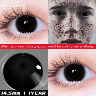 EYESHARE 1 Pair Black White Eyes Color Cosplay Contact Lens Eyes Lenses Makeup Yearly Disposable Halloween Costume Cosplay