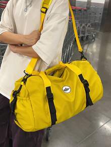 大容量学生宿舍行李包，超轻单肩旅行/健身手提包，男女通用，万圣节圣诞节礼物，男士秋季尖叫 - 黃色 - 查看 6